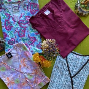 👚👕4 Assorted Ladies Scrubs- Plain & Printed👚👕